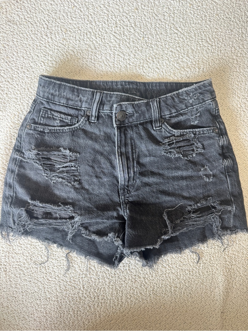 American Eagle Distressed Black Denim Women's Shorts